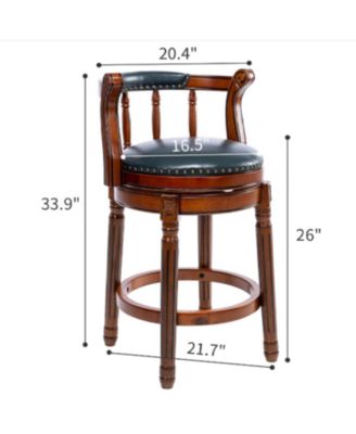26" Swivel Leather Bar Stool - Blue