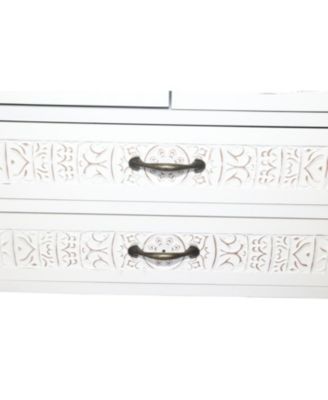 27" White Tower Cabinet - Rustic Wood Sideboard