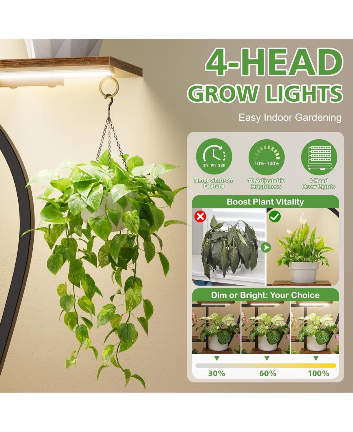 Streamdale Furniture 9-Tier Plant Stand with Grow Light