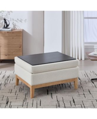 33.86" Boucle Storage Ottoman/Coffee Table