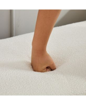 Elegant Ivory Boucle Upholstered Bench with Bolsters