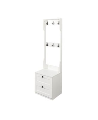 2-in-1 Coat Rack Nightstand with Drawer & Hooks