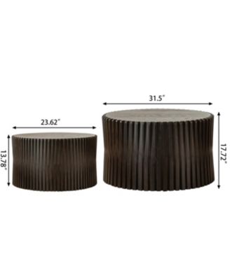 Vintage Dark Brown Nesting Coffee Table Set (Set of 2)