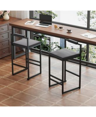 Velvet Bar Stools Set of 2, Counter Height, Black & Gray