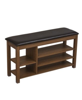 Adjustable Rubberwood Shoe Bench with Storage & Comfort Seat - Brown