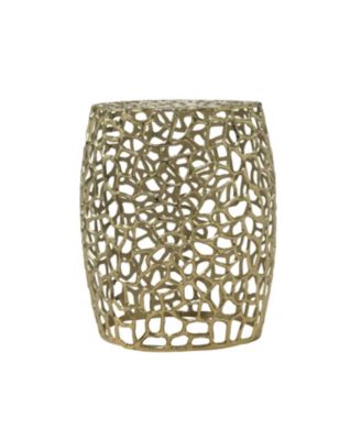 Streamdale Aluminum Drum End Table with Intricate Design-Gold
