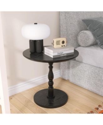 23" Black Round Accent Table - Modern Side/Nightstand