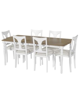 Extendable Dining Table Set with 6 Upholstered Chairs