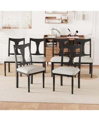 Extendable Dining Table Set with 6 Upholstered Chairs