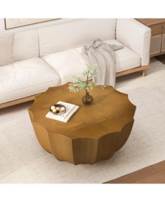 35.4" Modern Waterproof MgO Cement Coffee Table (Wood Grain