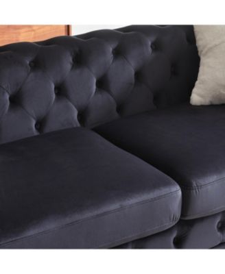 Deluxe Velvet Chesterfield Sofa with Tufted Buttons, 2 Pillows