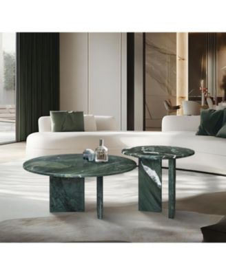 Marble Coffee Table Set - Natural Stone Living Room Tables