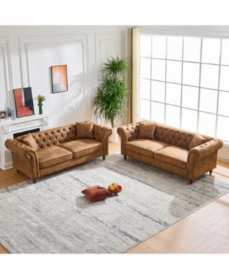 Chesterfield Tech Fabric 3+3 Sofa Set