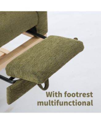 Modern Rocking Chair with Wood Legs & Adjustable Footrest