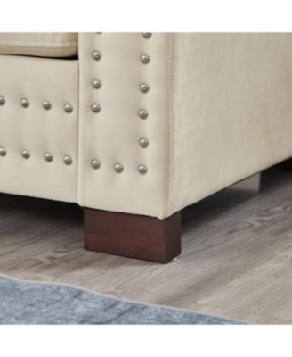 Modern Velvet Sofa with Silver Nails