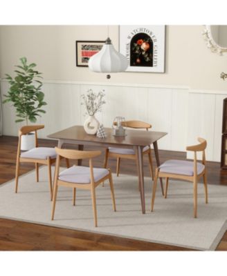 Rubberwood Dining Chairs (Set of 2) - Natural/Beige