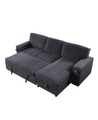 Upholstery Sleeper GREY Sectional Sofa with Storage Space