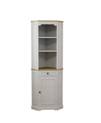  Fluted Corner Storage Cabinet - Antique White