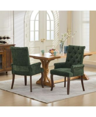 Chenille Dining Chair, Wood Legs, Tufted