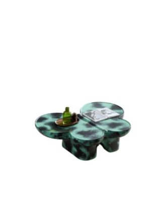Streamdale Modern Coffee Table Faux Travertine Textured for Livingroom/Office,Green + Black