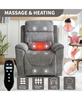 Power Lift Recliner, 350 LBS, Massage & Heat, Grey