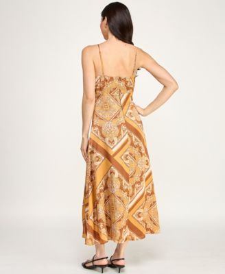 Juniors' Sleeveless Satin Midi Dress