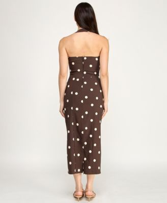 Juniors' Sweetheart Halter Neck Slim Midi Dress