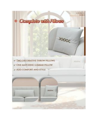 Modern Plush 3-Seater Sofa with Pillows & Metal Legs