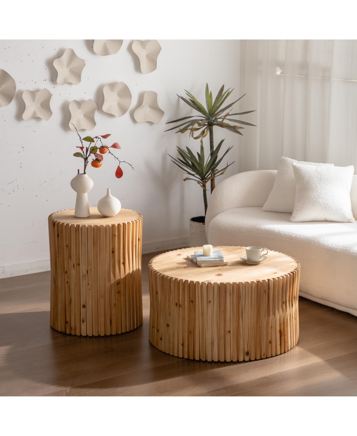 Streamdale Furniture Retro Cylindrical Coffee Table Set (Textured)