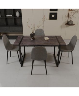Streamdale 59" Black Dining Table & 4 Suede Chairs
