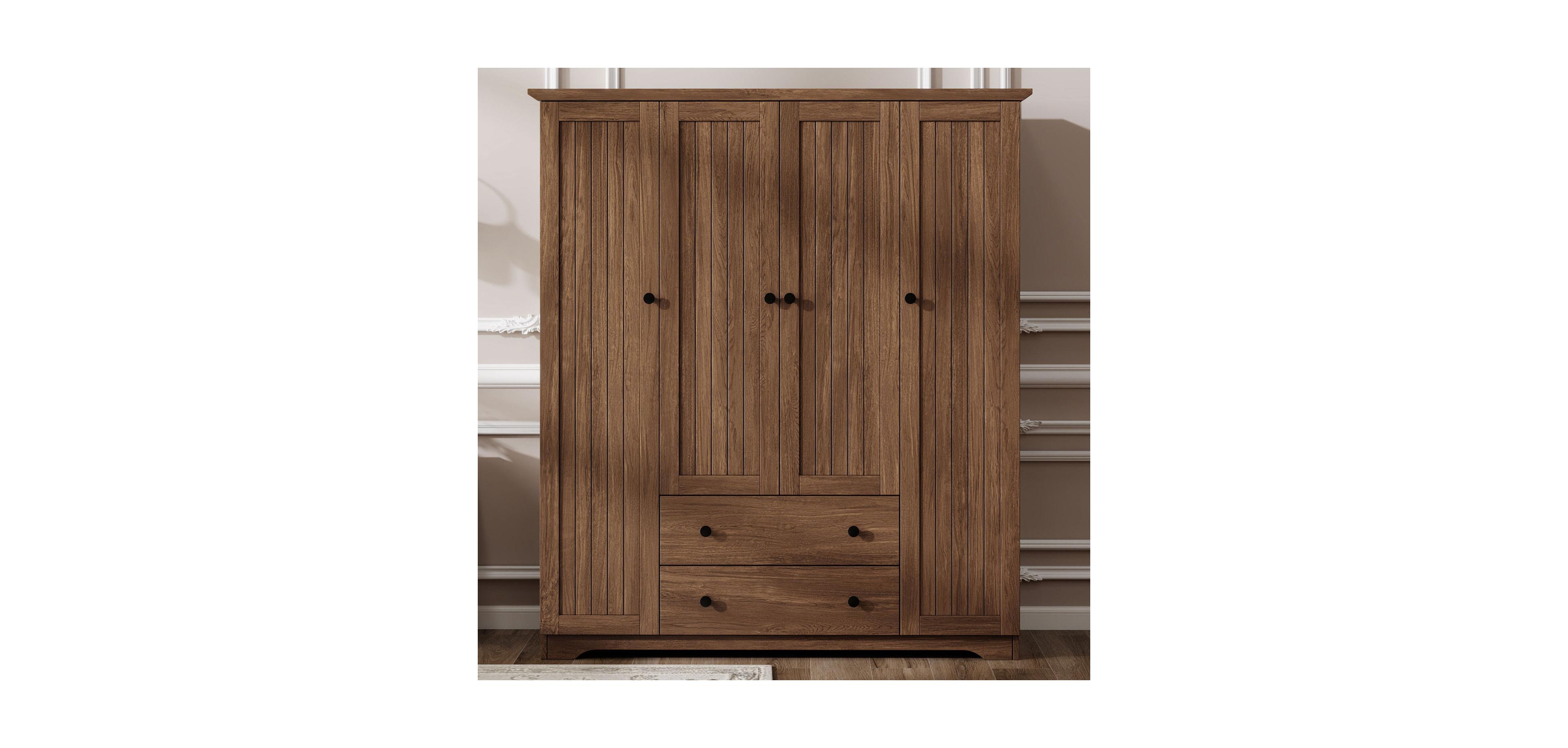 Streamdale Furniture 4 Door Wardrobe Armoire Closet with 2 Drawers