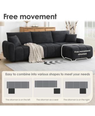 110" Modular Sectional Sofa with Ottoman