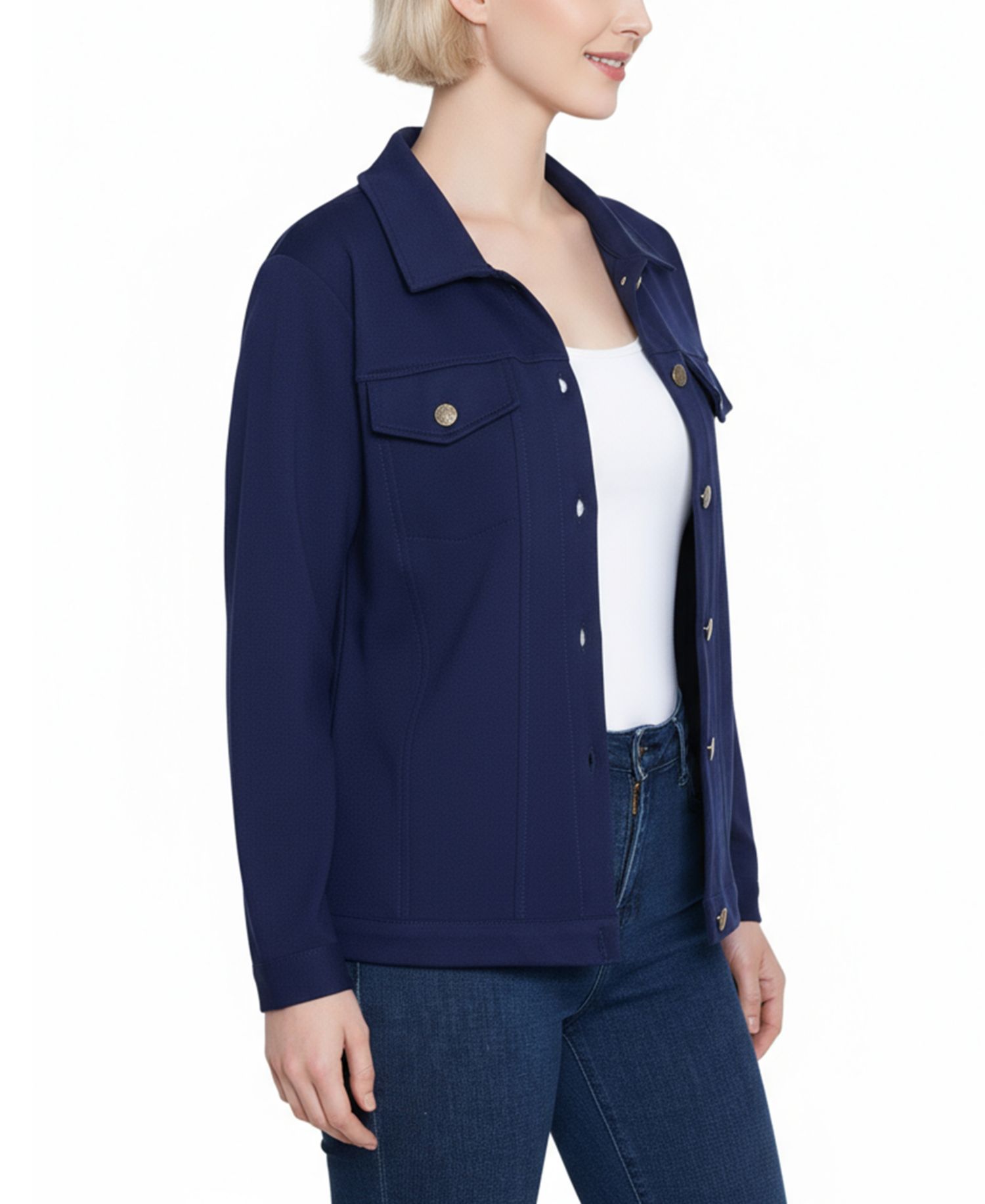 Petite Long Sleeve Ponte Jacket