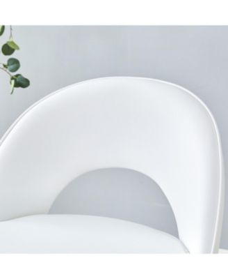 White PU Bar Chairs  Metal Legs Set of 2