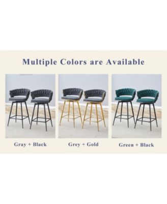 Swivel Bar Stools Cotton Linen Cushions Rust-Proof Metal Frame