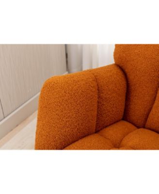 050-Teddy Fabric Rocking Gilder Nursery Chair For Living Room Indoor Caramel