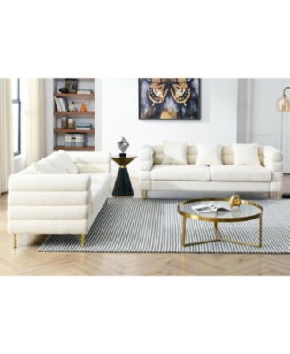 3-seater + 3-seater Combination sofa.White teddy(Ivory)