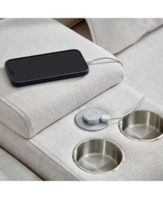 114" Sofa w/ Console, Cupholders, USB Ports, Pillows