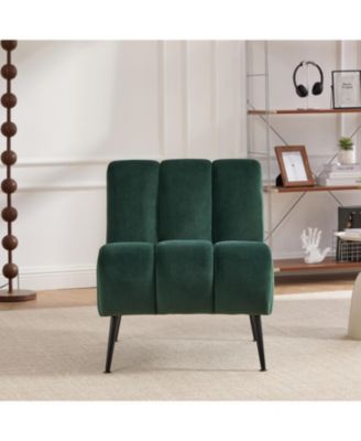 Modern Green Velvet Accent Chair with Black Legs