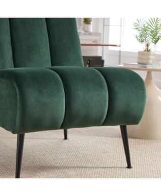 Modern Green Velvet Accent Chair with Black Legs