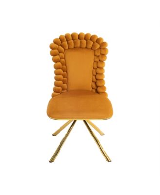 Velvet Swivel Accent Chairs, Gold Legs, Set of 2 - Orange