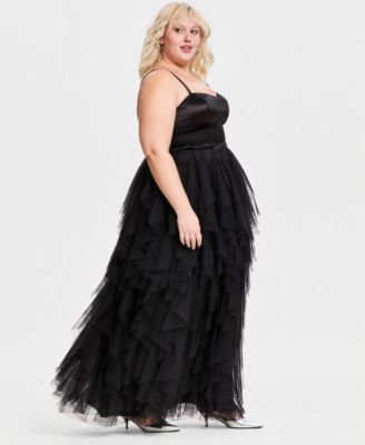 Trendy Plus Size Corset-Bodice Ruffled-Skirt Gown