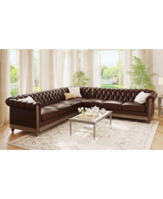 Comfy Large Sectional Sofa with Wooden Legs, Retro Style for Living Room