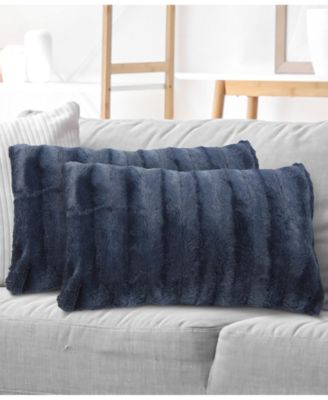 Faux-Fur 2-Pack Decorative Pillows, 12" x 20"