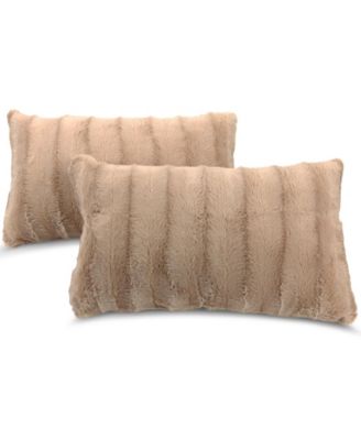 Faux-Fur 2-Pack Decorative Pillows, 12" x 20"