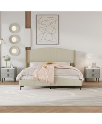 Streamdale Gray Nightstand with Marble Top & 2 Drawers