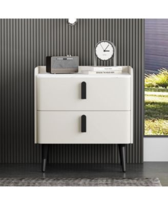 Streamdale Gray Nightstand with Marble Top & 2 Drawers