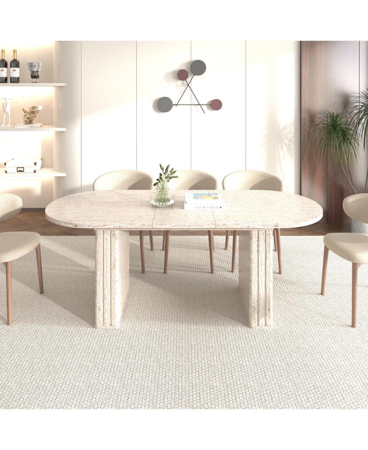 Streamdale Furniture Extendable Oval Dining Table (4-8 People) - Travertine Inspired