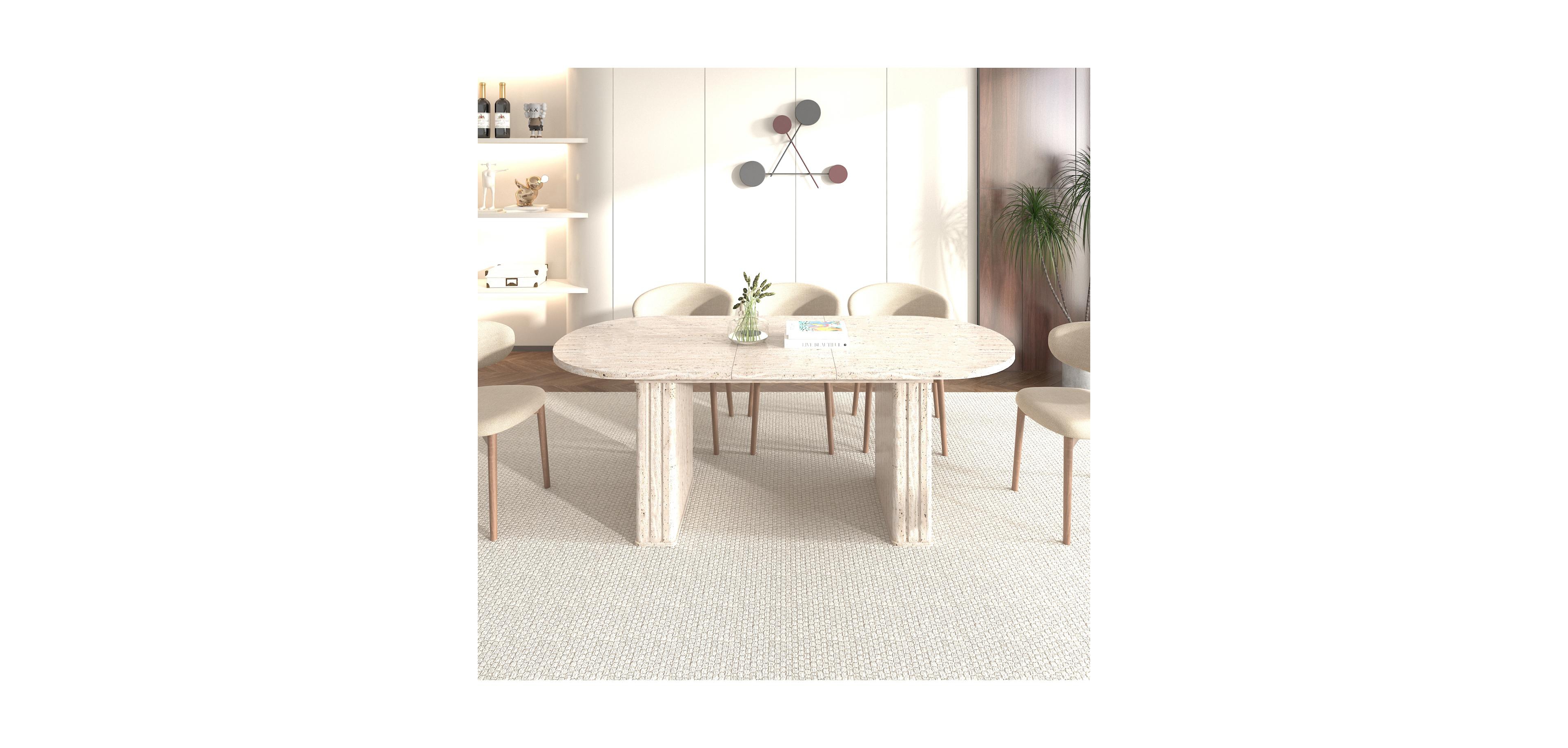 Streamdale Furniture Extendable Oval Dining Table (4-8 People) - Travertine Inspired