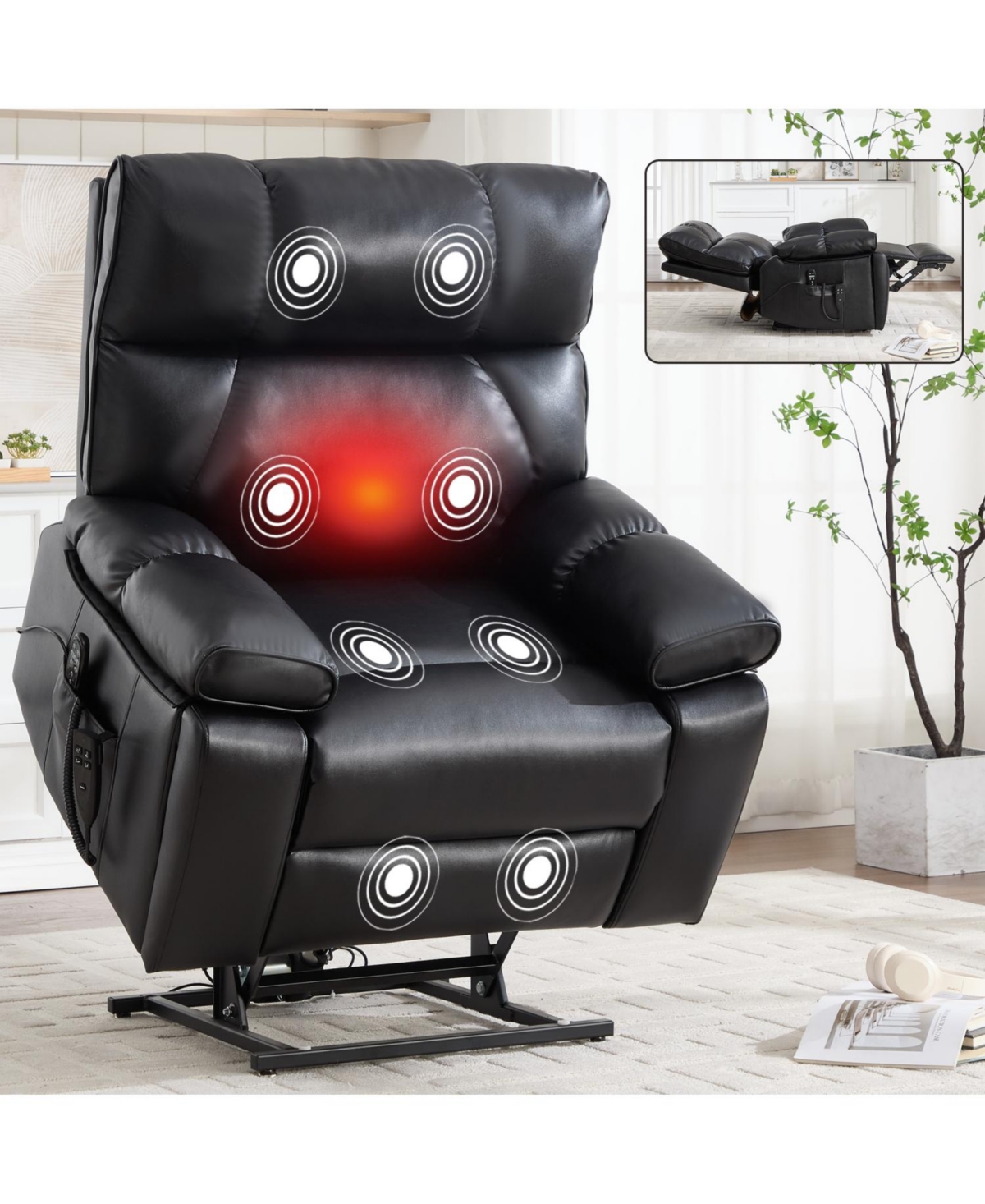 Streamdale Furniture Streamdale Leatheraire Power Lift Recliner with Heat & Massage